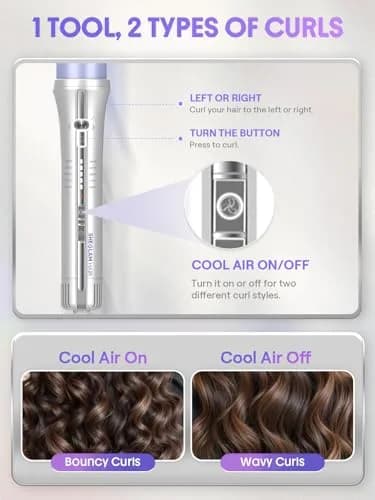 SHEGLAM One Touch Airflow Styler Pro 1.25 inch Automatic Rotating Curling Iron | 5 Temp Settings, Zero Burn Risk thumbnail 7