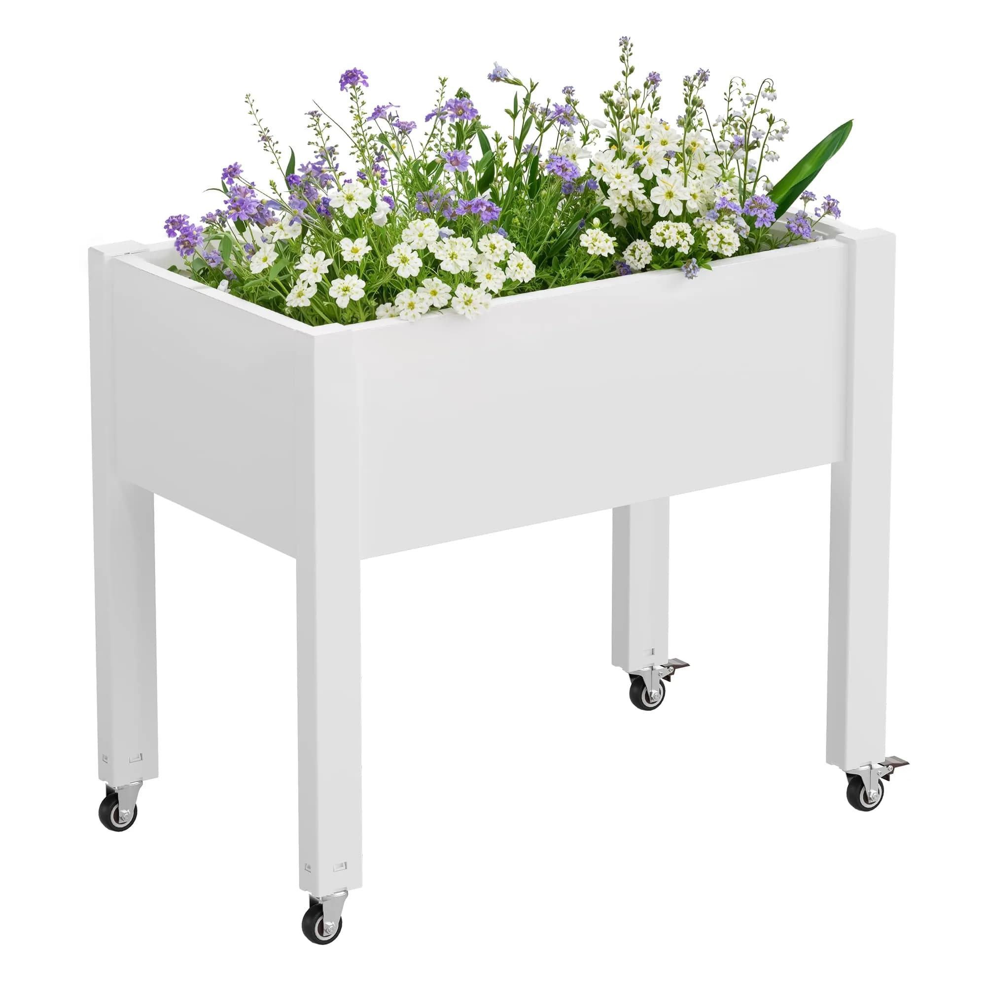 WTFGO Elevated Raised Garden Bed with Wheels, Planter Box, Ashen-26.3" h | Durable Resin, Easy to Move & Assemble
