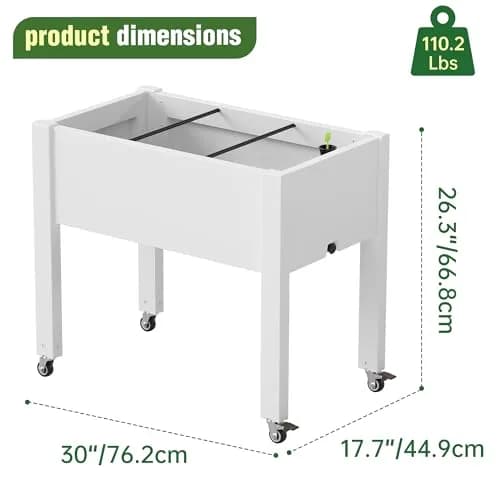 WTFGO Elevated Raised Garden Bed with Wheels, Planter Box, Ashen-26.3" h | Durable Resin, Easy to Move & Assemble thumbnail 2