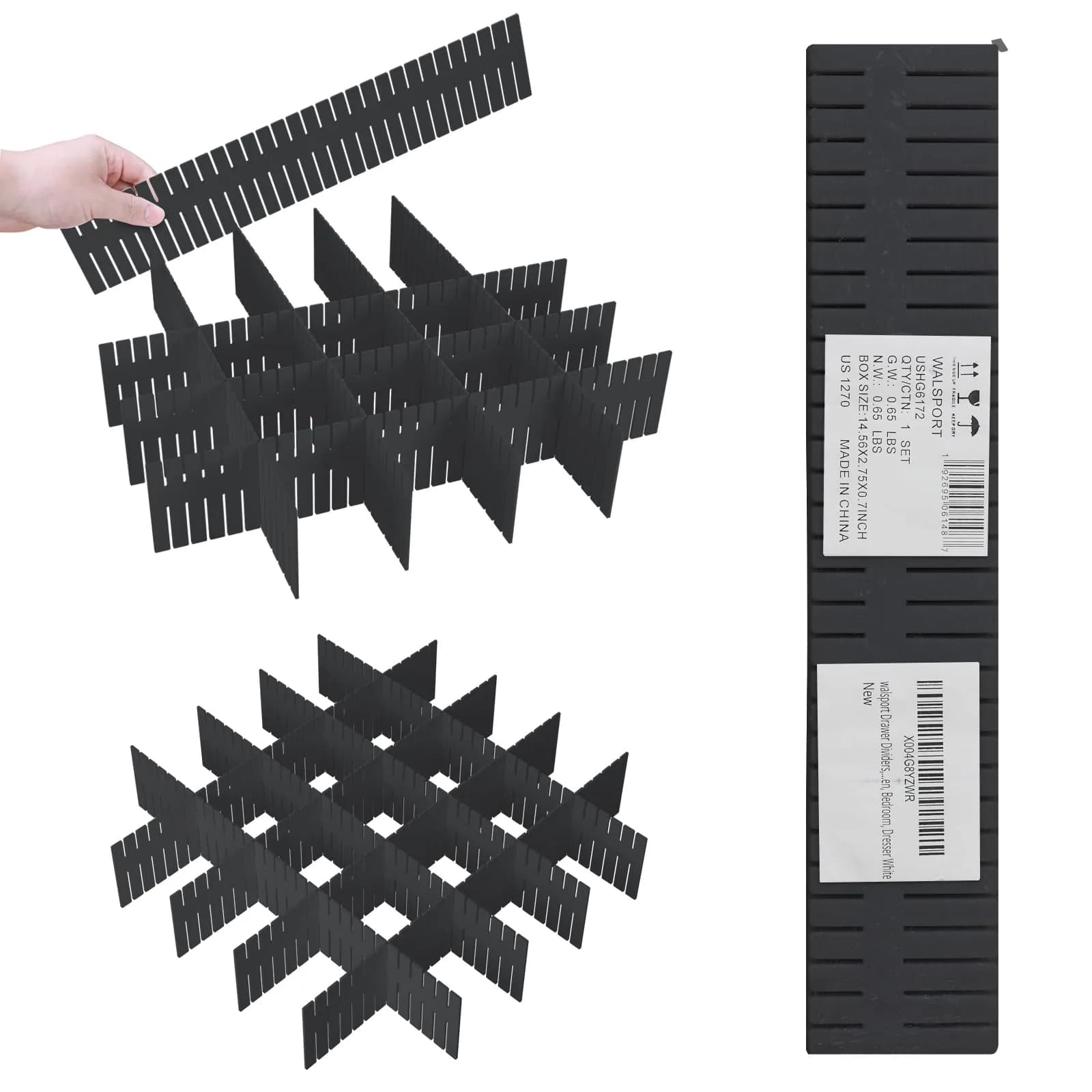 ALBAD Adjustable Drawer Dividers 8-Pack | Cut-to-Fit Plastic Organizer Strips for Kitchen & Home