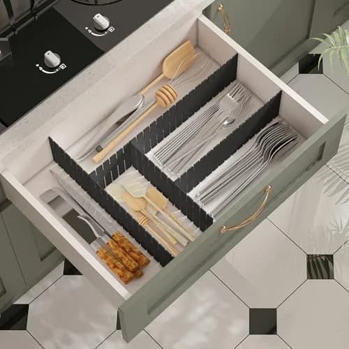 ALBAD Adjustable Drawer Dividers 8-Pack | Cut-to-Fit Plastic Organizer Strips for Kitchen & Home thumbnail 4