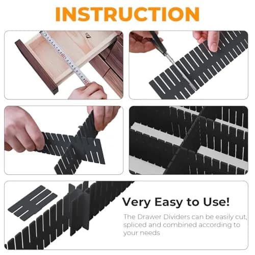 ALBAD Adjustable Drawer Dividers 8-Pack | Cut-to-Fit Plastic Organizer Strips for Kitchen & Home thumbnail 3