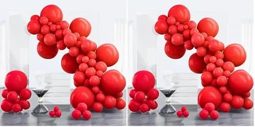 PartyWoo Red Balloons 100 pcs Assorted Sizes (5-18 Inch) Latex Arch Kit Garland | Durable for Parties - main product image