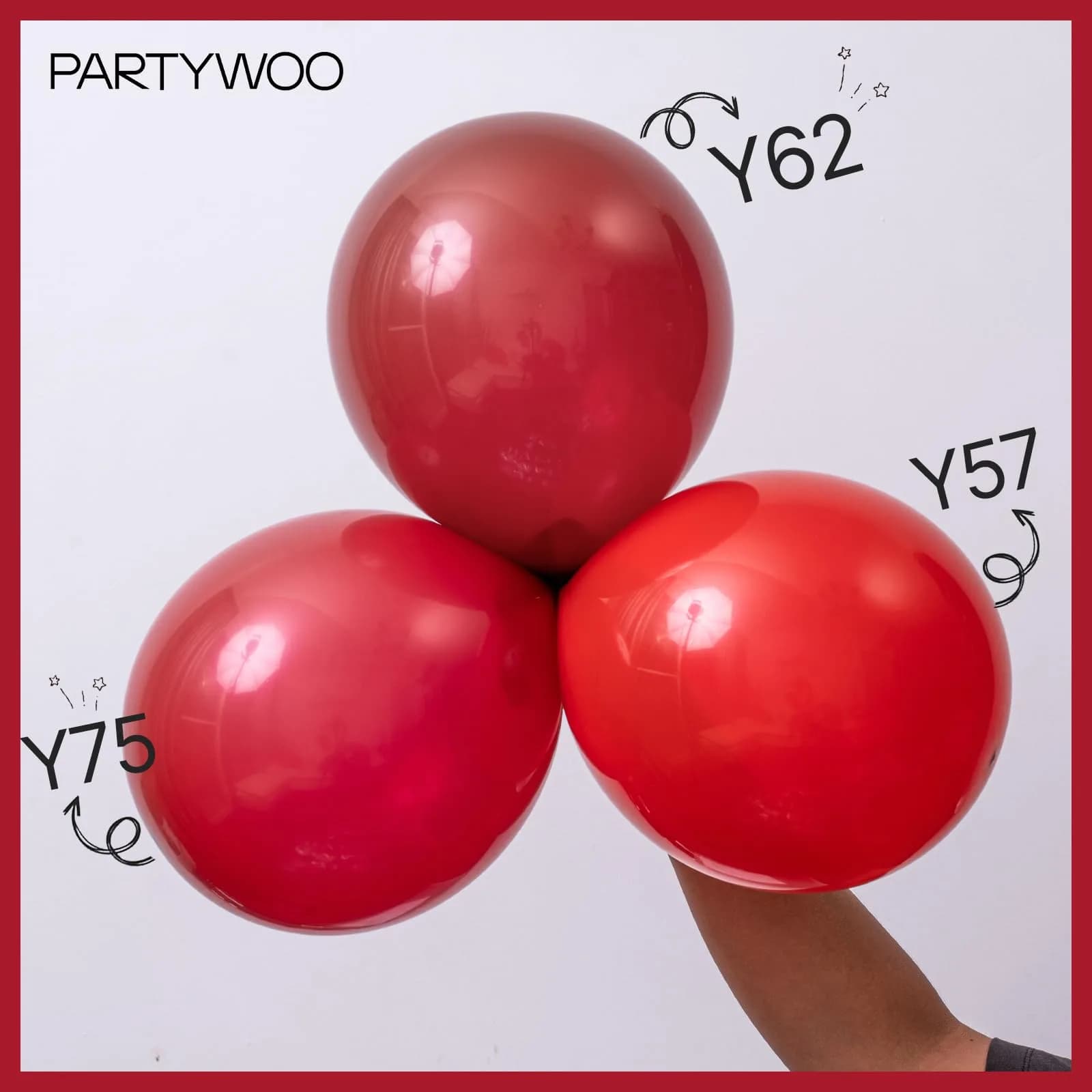PartyWoo Red Balloons 100 pcs Assorted Sizes (5-18 Inch) Latex Arch Kit Garland | Durable for Parties - view 5