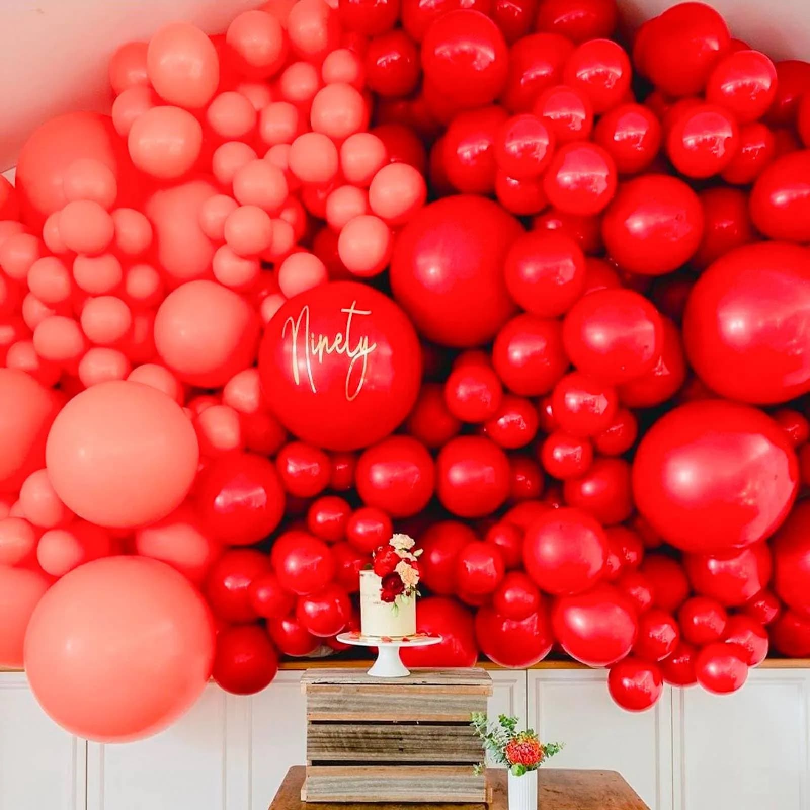 PartyWoo Red Balloons 100 pcs Assorted Sizes (5-18 Inch) Latex Arch Kit Garland | Durable for Parties - view 6