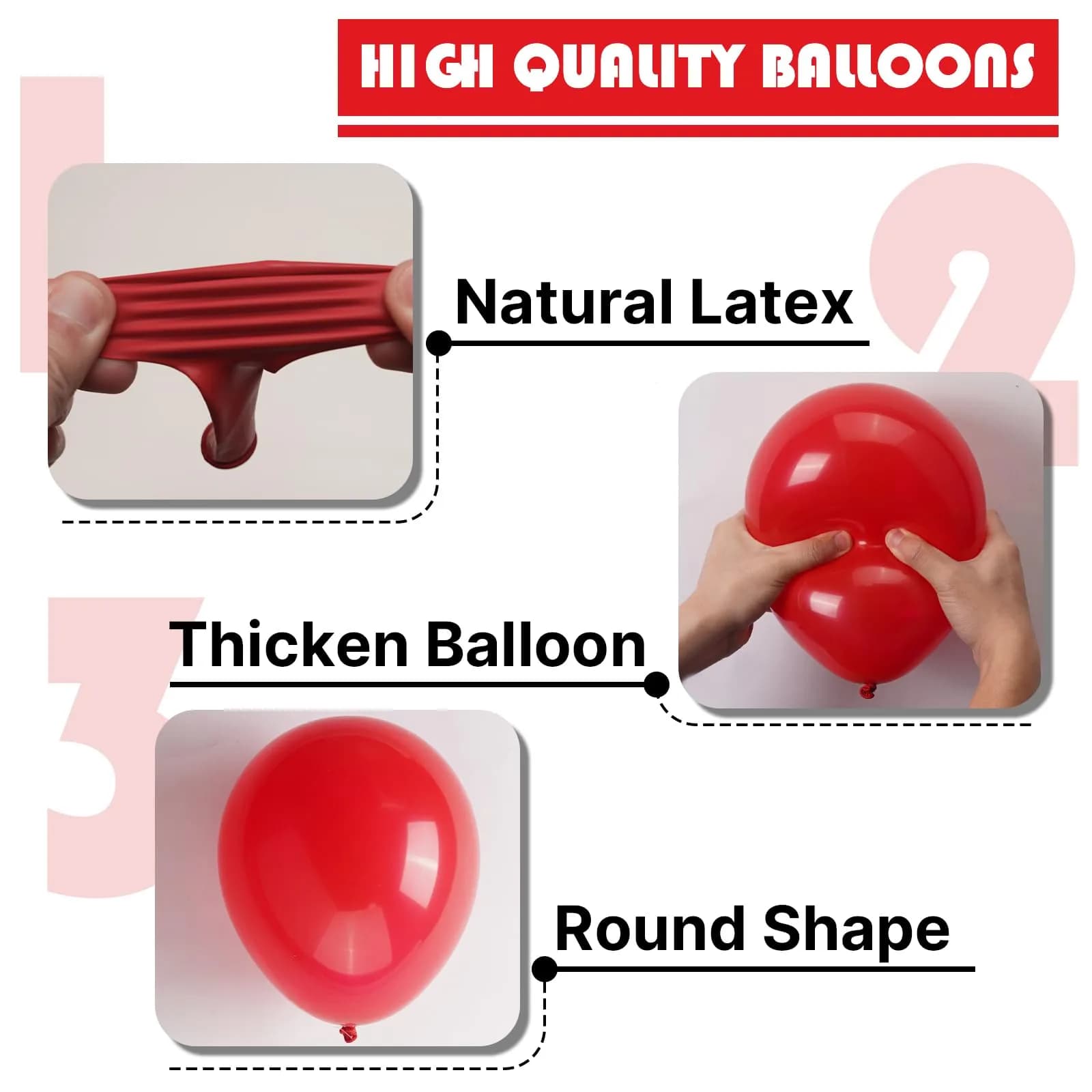 PartyWoo Red Balloons 100 pcs Assorted Sizes (5-18 Inch) Latex Arch Kit Garland | Durable for Parties - view 8