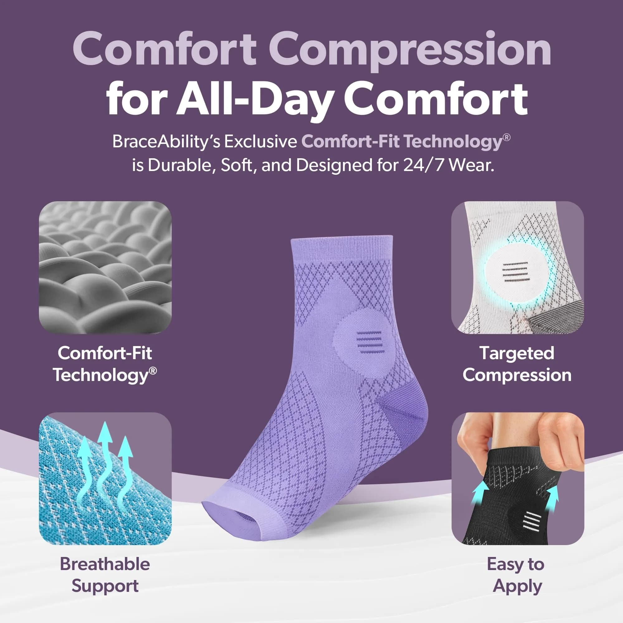 BraceAbility Neuropathy Socks (Pair) - Small Teal | FDA Approved Medical Compression Garment for Nerve Pain Relief - view 3