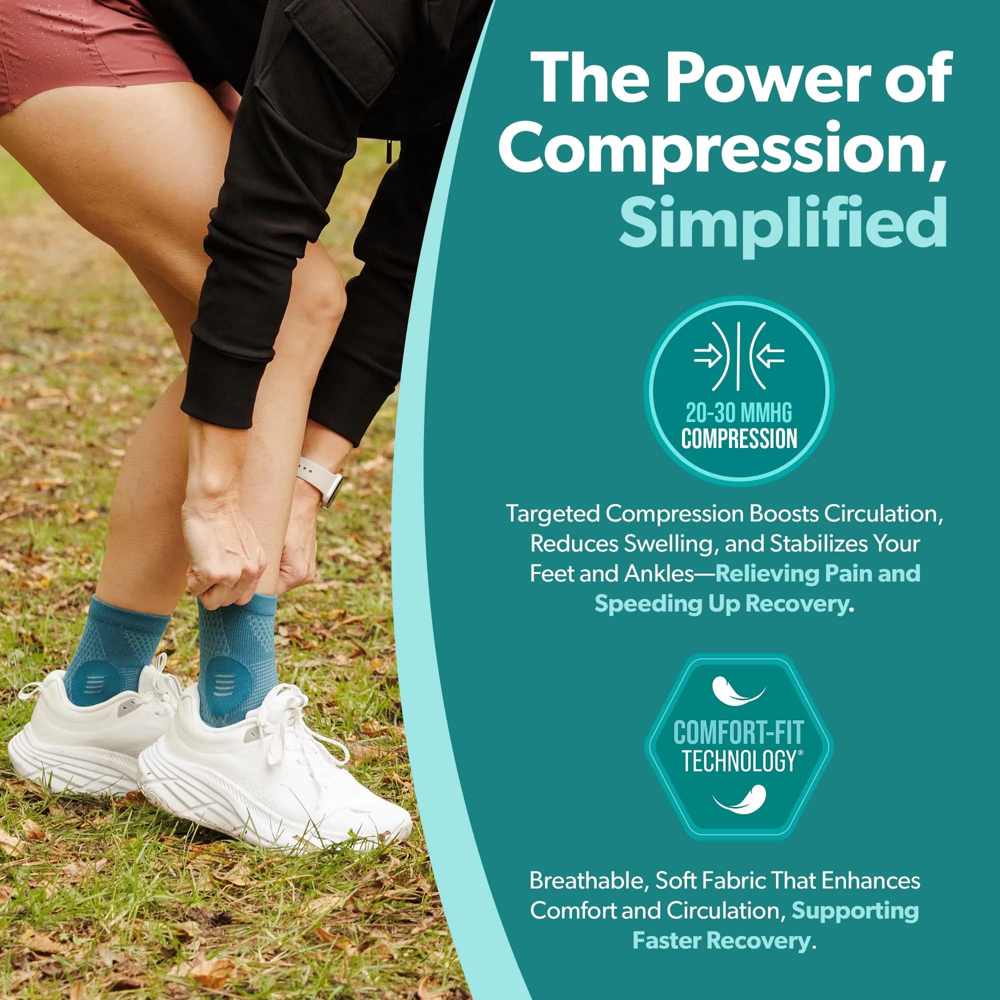 BraceAbility Neuropathy Socks (Pair) - Small Teal | FDA Approved Medical Compression Garment for Nerve Pain Relief - view 4
