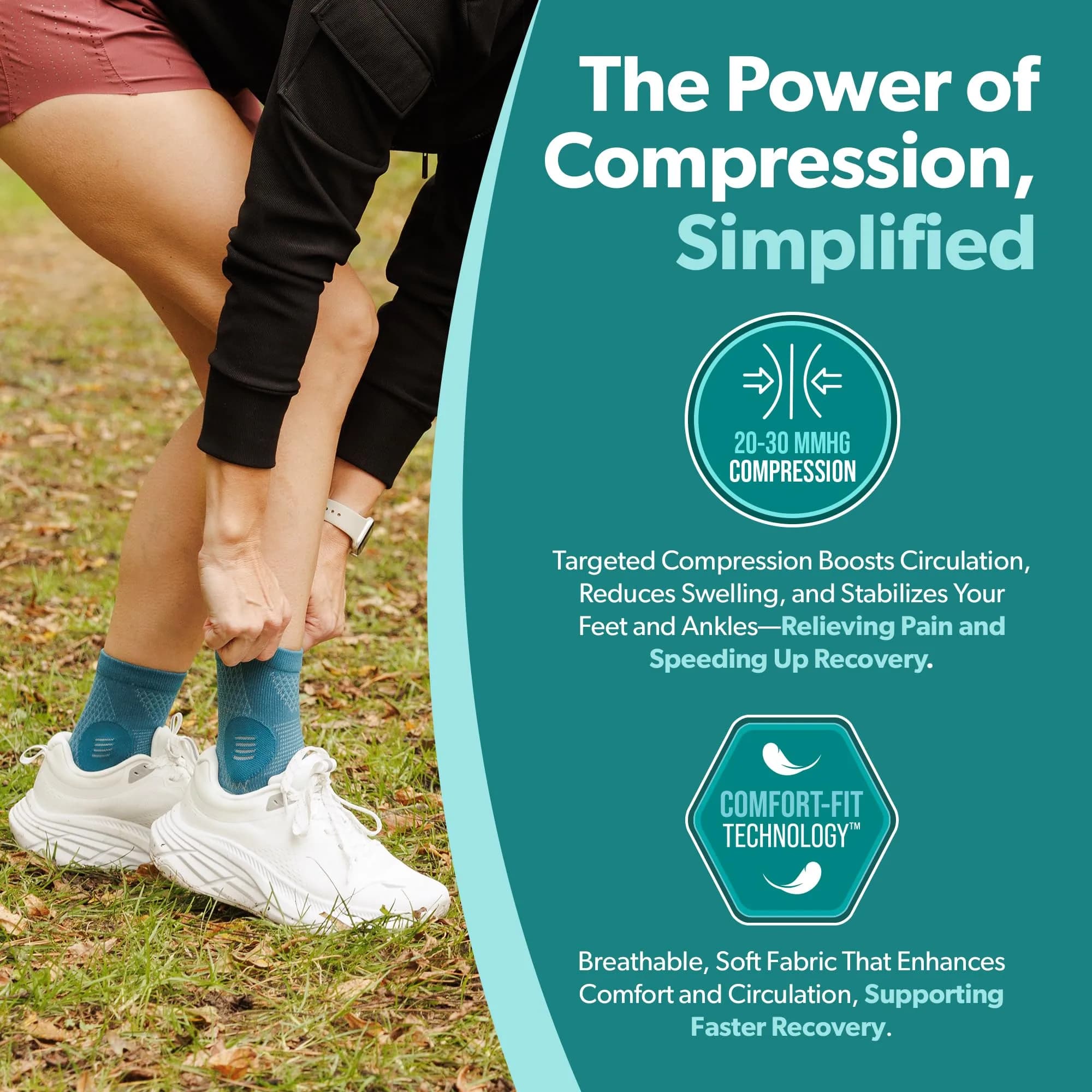 BraceAbility Neuropathy Socks - Large, Teal, 1 Pair | FDA Approved Medical Compression Garment for Nerve Pain - view 4