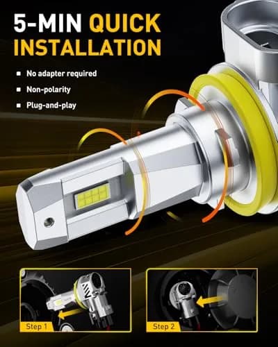 AUXITO Upgraded H11/H8/H9 LED Headlight Bulbs 60,000LM 6500K Cool White 2-Pack | Plug-and-Play Halogen Replacement thumbnail 4