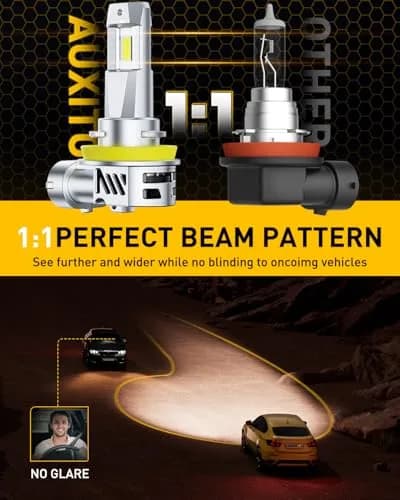 AUXITO Upgraded H11/H8/H9 LED Headlight Bulbs 60,000LM 6500K Cool White 2-Pack | Plug-and-Play Halogen Replacement thumbnail 3