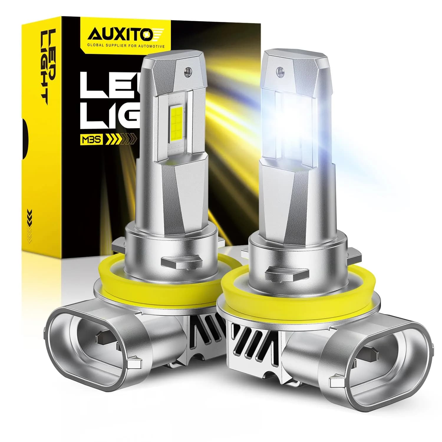 AUXITO Upgraded H11/H8/H9 LED Headlight Bulbs 60,000LM 6500K Cool White 2-Pack | Plug-and-Play Halogen Replacement - main product image