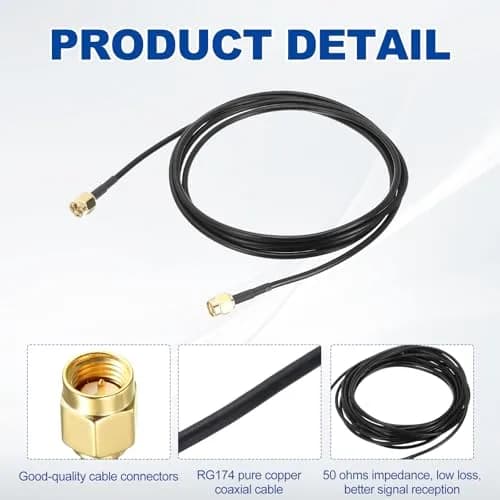 uxcell SMA Male to SMA Male Coaxial Cable 5 Feet RG174 2pcs | 50 Ohm Low Loss Extension thumbnail 4