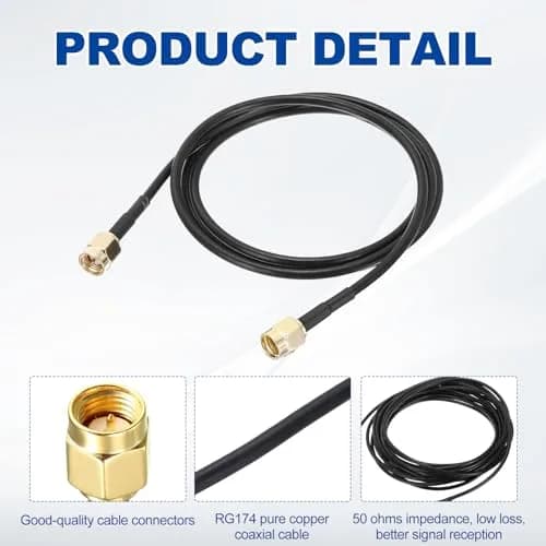 uxcell SMA Male to SMA Male Coaxial Cable 2 x 0.79m (2.6 Feet) RG174 50 Ohm | Low Loss Extension Cable thumbnail 4