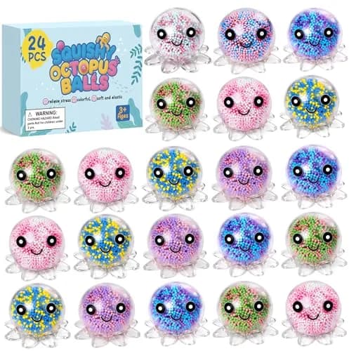 VESPRO 24 Pack Octopus Stress Balls Set for Adults | Fidget Toy for Anxiety Relief & Habit Correction thumbnail 1