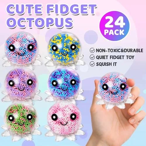 VESPRO 24 Pack Octopus Stress Balls Set for Adults | Fidget Toy for Anxiety Relief & Habit Correction thumbnail 2