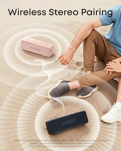 Anker Soundcore 2 Portable Bluetooth Speaker, Pink, 12W Stereo Sound | IPX7 Waterproof & 24-Hour Playtime thumbnail 4