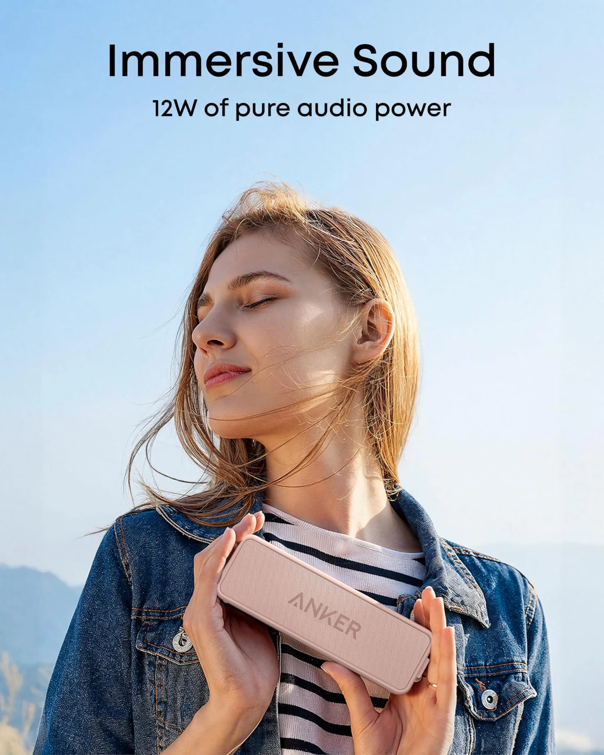 Anker Soundcore 2 Portable Bluetooth Speaker, Pink, 12W Stereo Sound | IPX7 Waterproof & 24-Hour Playtime - view 3