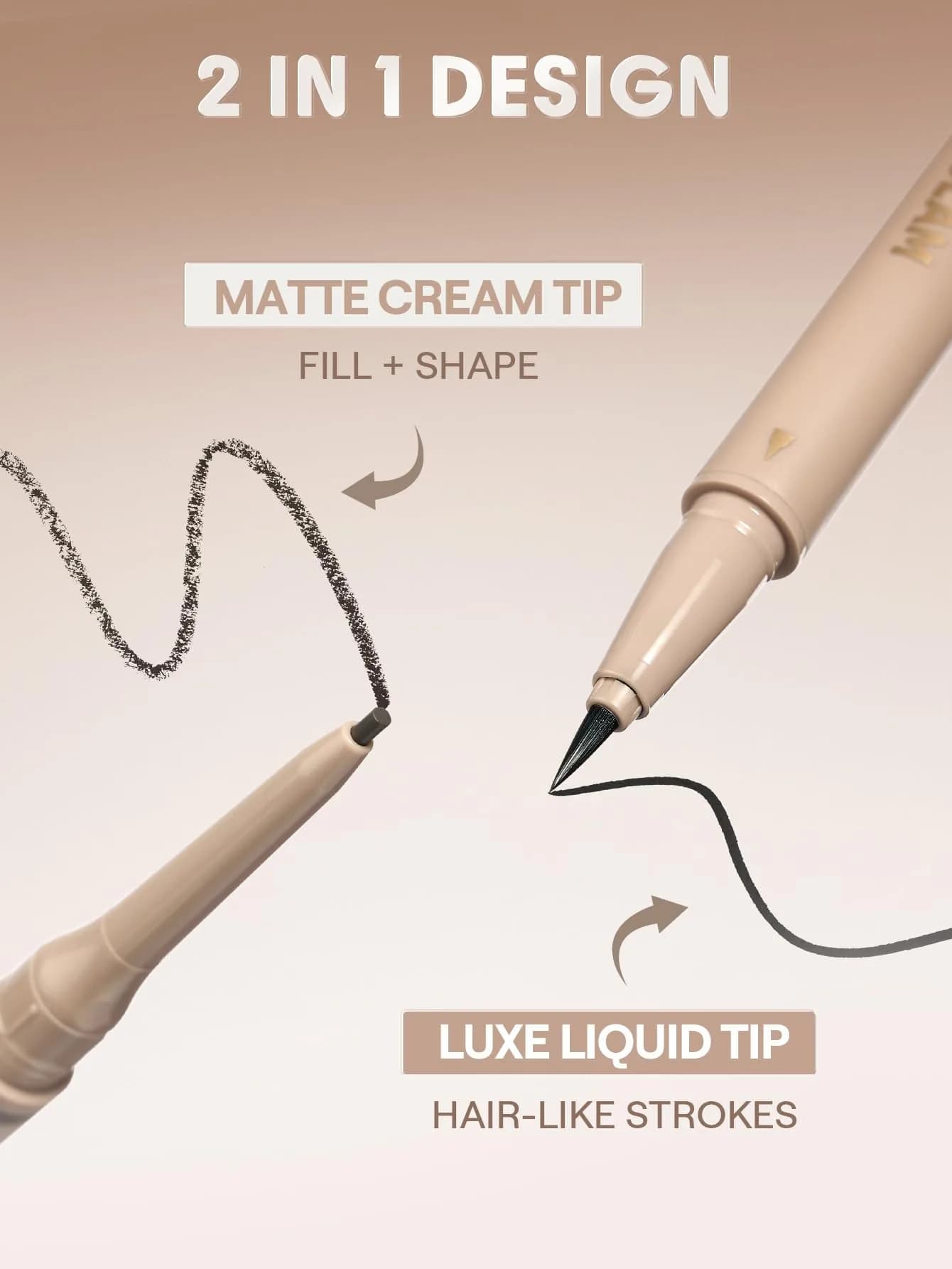 SHEGLAM Dual-Sided Eyebrow Pencil 03 Taupe | Waterproof Matte Cream & Liquid Pen - view 5