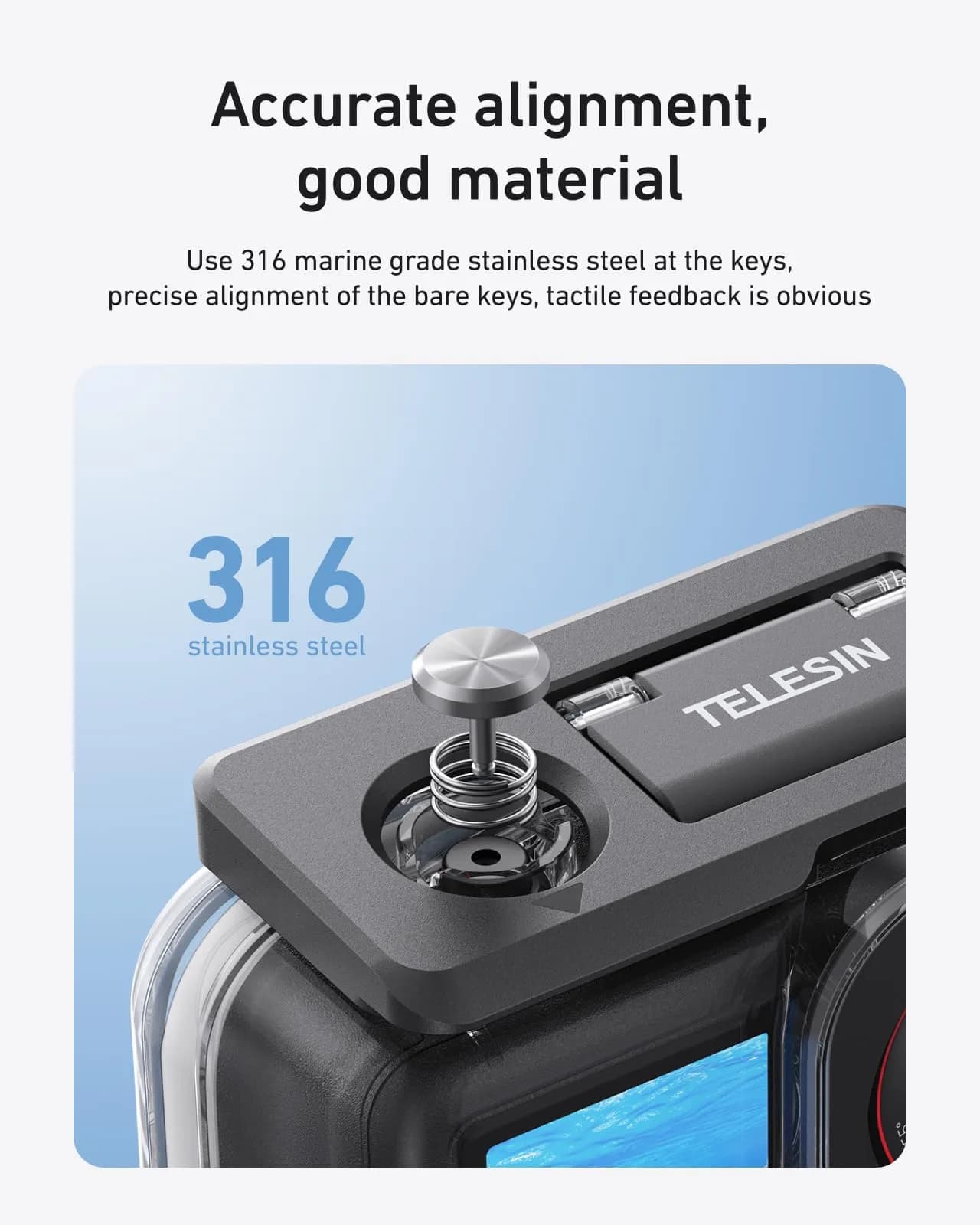 TELESIN Action 3/4/5 Waterproof Case Combo with Floating Stick for DJI Osmo Action Cameras - view 4