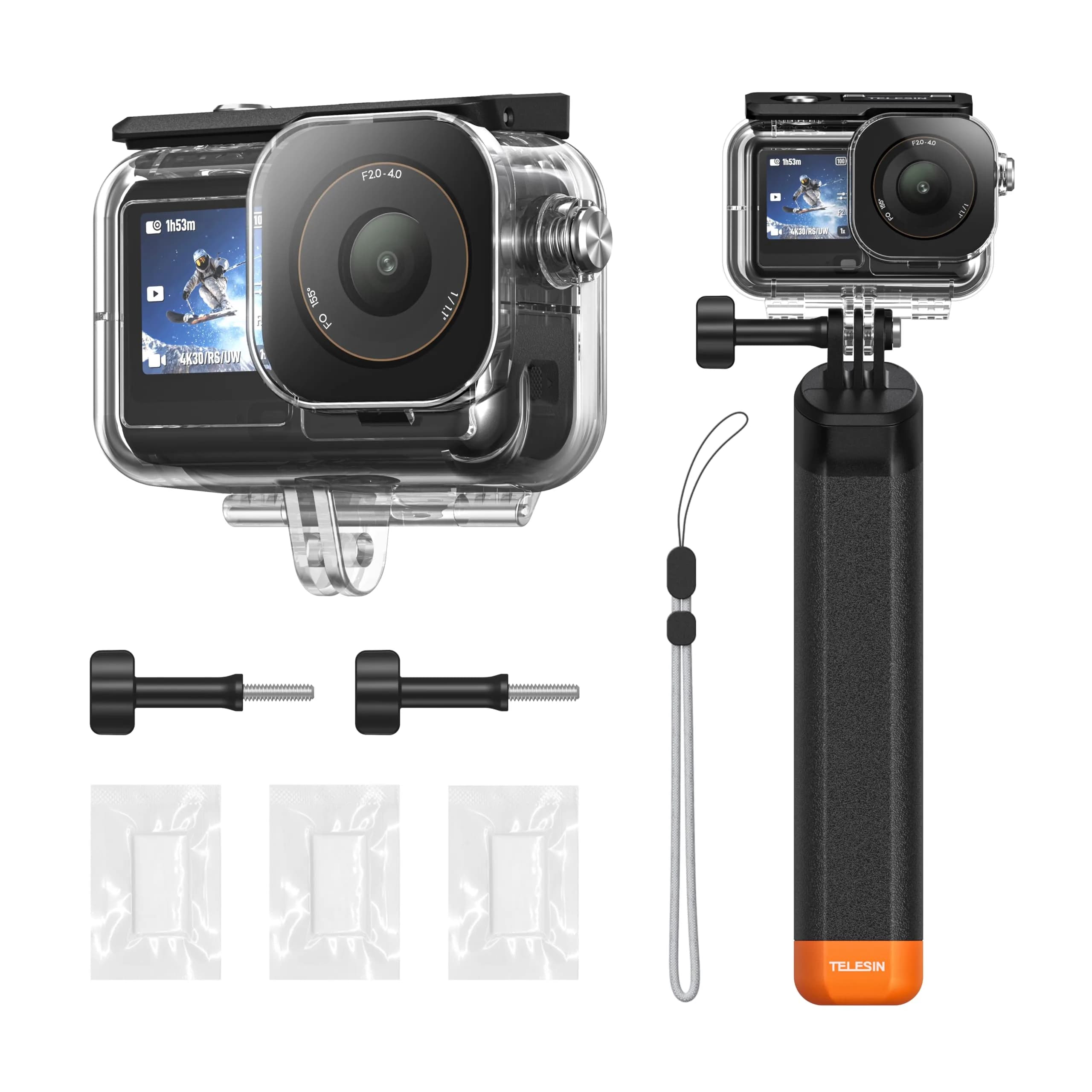 TELESIN Waterproof Case for DJI Osmo Action 6 Camera | 60m (196ft) Deep Diving Housing — Action 3/4/5 Waterproof Case Combo