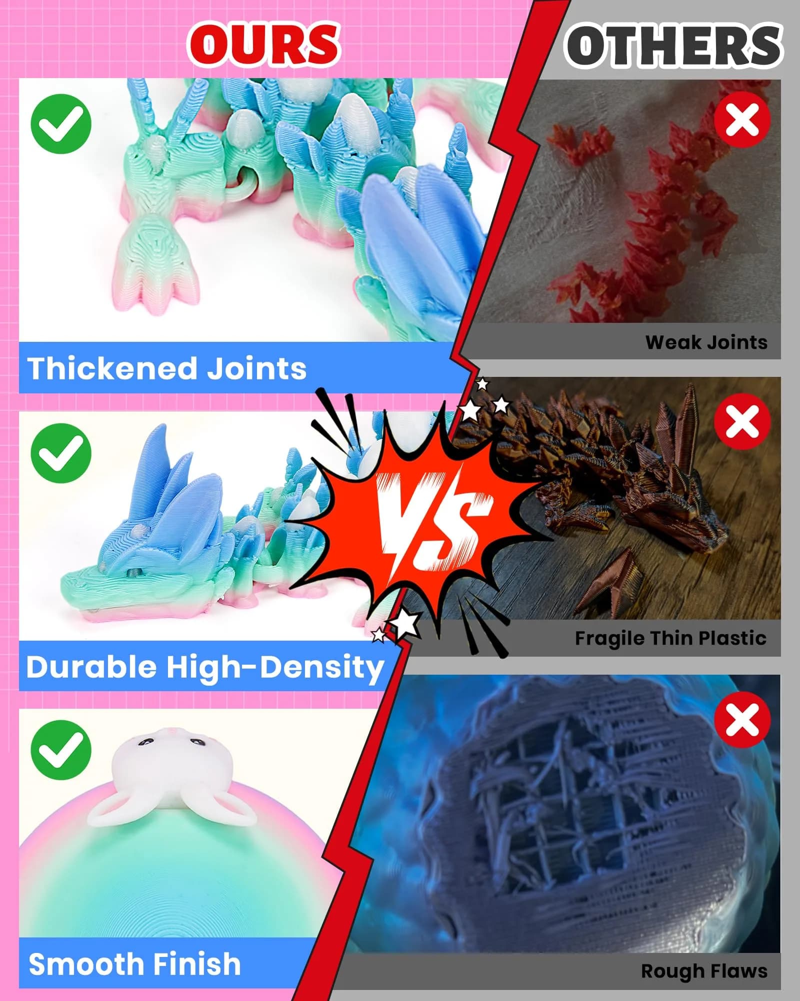 TBOLINE 3D Printed Dragon Egg Toy with 12" Articulated Crystal Dragon Inside (Easter Color, 115mm/4.53") | Officially Licensed by Cinderwing3D - view 7