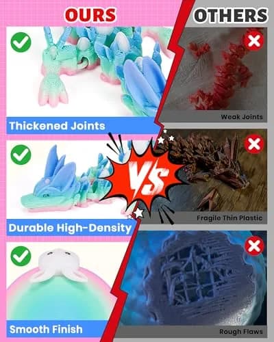TBOLINE 3D Printed Dragon Egg Toy with 12" Articulated Crystal Dragon Inside (Easter Color, 115mm/4.53") | Officially Licensed by Cinderwing3D thumbnail 7