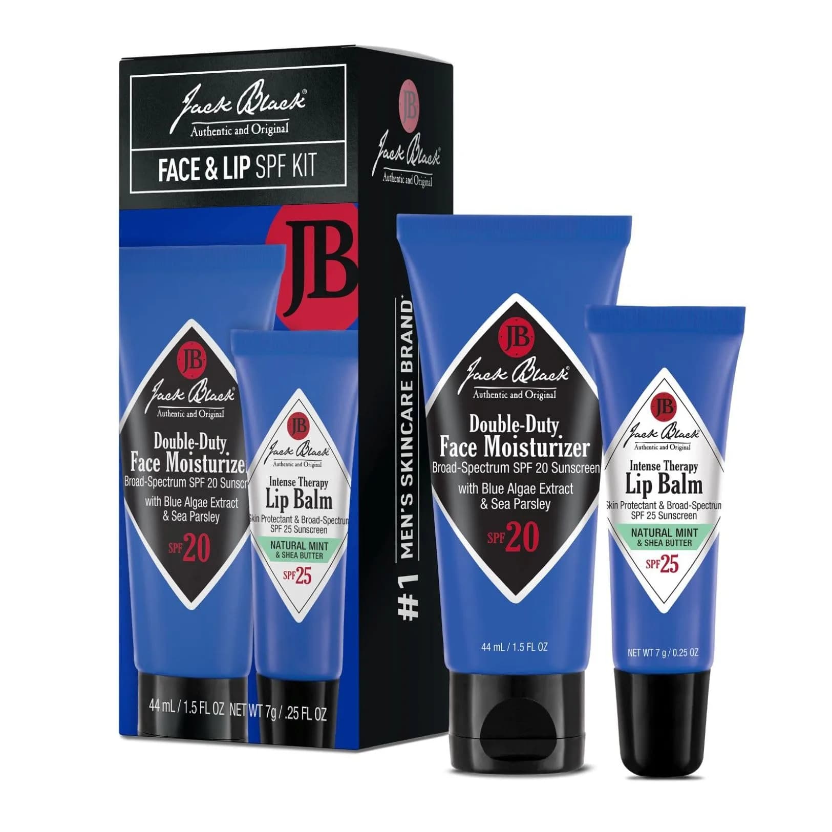 Jack Black Face & Lip SPF Set - Double Duty Face Moisturizer SPF 20 & Intense Therapy Lip Balm SPF 25 (51.75ml / 1.75 Fl Oz) — 1.75 fl oz