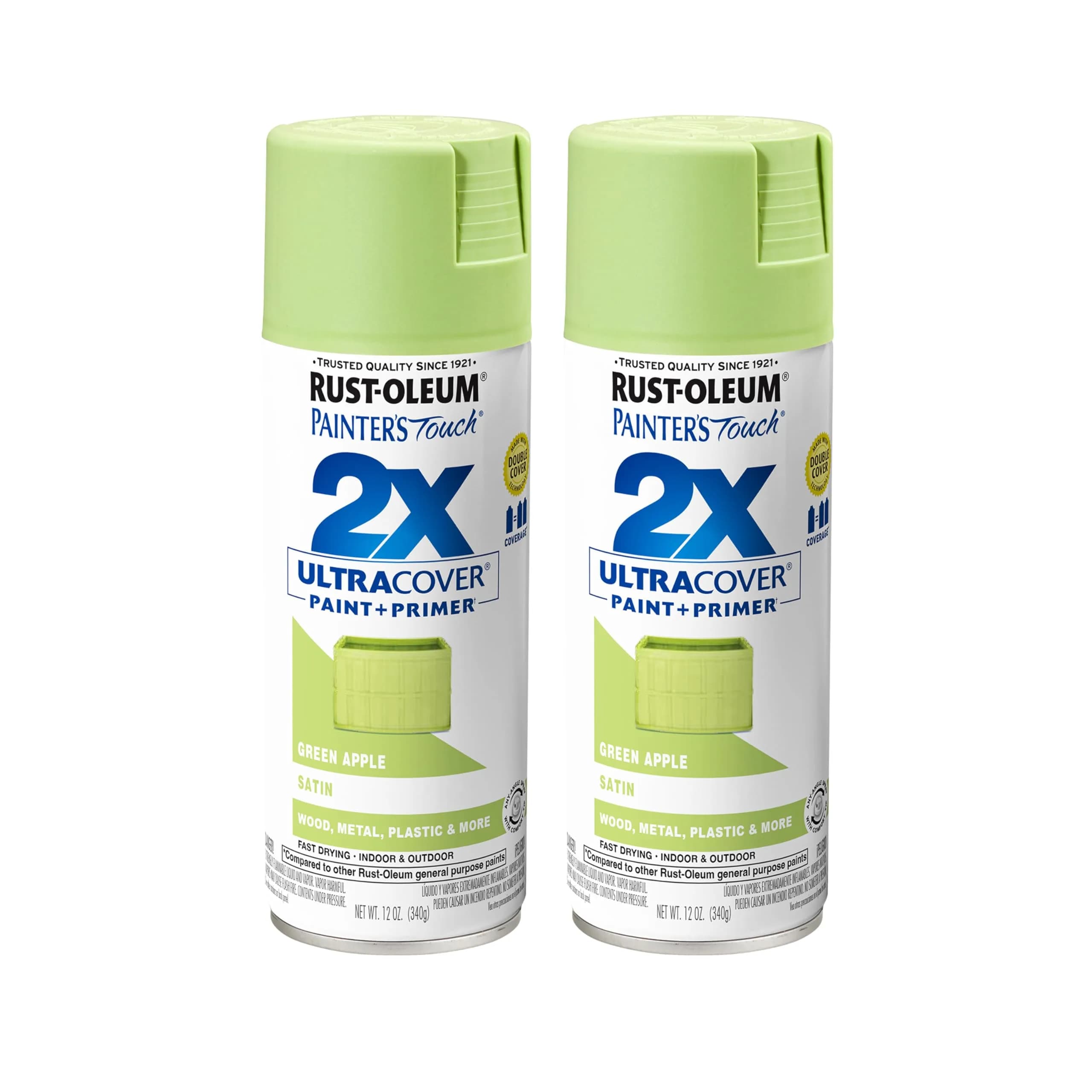 Rust-Oleum Painter's Touch 2X Satin Green Apple Spray Paint, 340g (12 Oz) - main product image