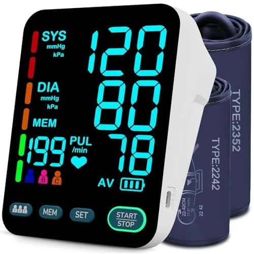 OWNQOBE Upper Arm Blood Pressure Monitor with 2 Cuffs & Large Color LED Display | Accurate Home Use thumbnail 1