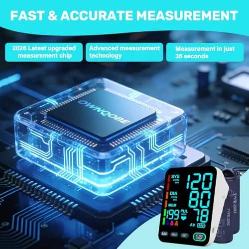 OWNQOBE Upper Arm Blood Pressure Monitor with 2 Cuffs & Large Color LED Display | Accurate Home Use thumbnail 2