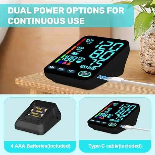 OWNQOBE Automatic Blood Pressure Monitor with 2 Cuffs (9-17'' & 13-21'') | Fast 35-Sec Readings | 3-User Memory thumbnail 6