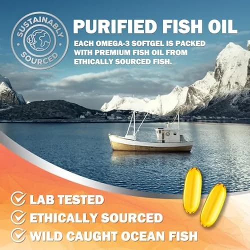 Nature's Nutrition Omega 3 Fish Oil 2400mg | Triple Strength Daily Supplement with EPA & DHA, Wild Caught, Lemon Flavor, 240 Softgels thumbnail 6
