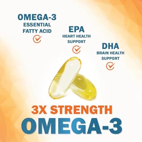 Nature's Nutrition Omega 3 Fish Oil 2400mg | Triple Strength Daily Supplement with EPA & DHA, Wild Caught, Lemon Flavor, 240 Softgels thumbnail 3