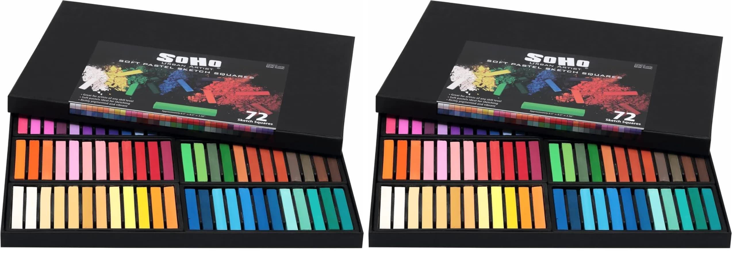 Soho Urban Artist Soft Pastel Sketch Squares - 72 Assorted Colors | Vibrant, Comfortable & Versatile for Artists — assorted Colors