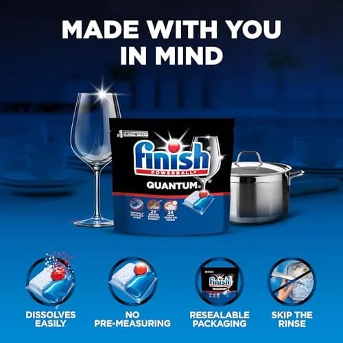 Finish Quantum Dishwasher Pods 57 Count | 2X Grease Fighting Power, Virtually Spotless Shine thumbnail 5