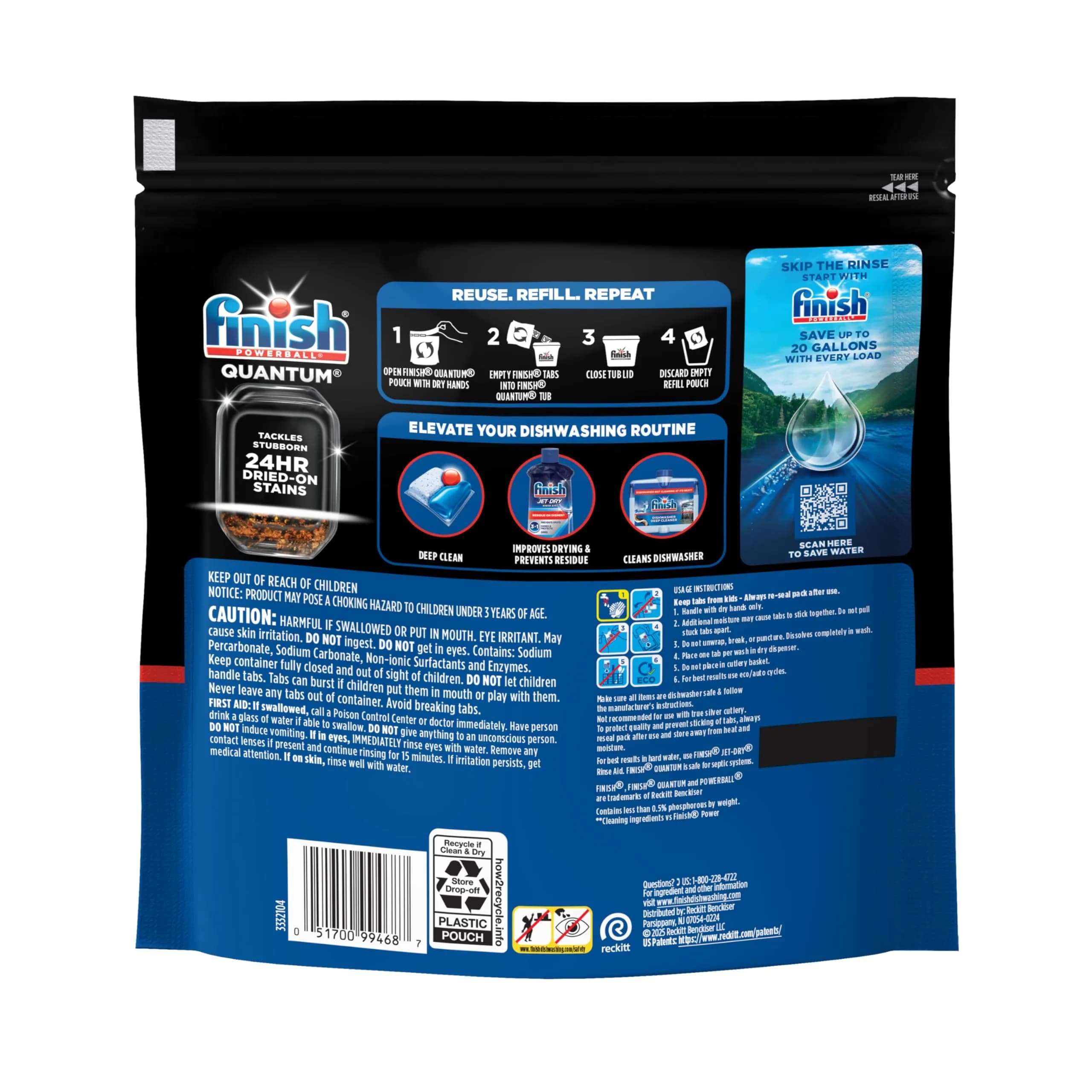 Finish Quantum Dishwasher Pods with Powerball | Fresh Scent, 57 Count | USA Import, 2-8 Day Delivery - view 9