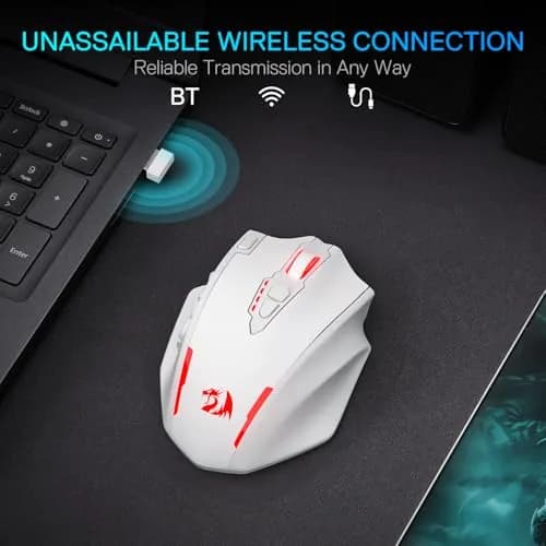 Redragon M913 MAX Wireless MMO Gaming Mouse 26000 DPI White | 18 Programmable Buttons, 1ms Response thumbnail 2