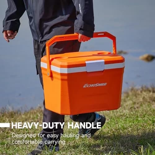 EchoSmile 20 Quart Insulated Cooler | Portable Hard Shell Ice Chest for Outdoors & Camping in Orange thumbnail 3