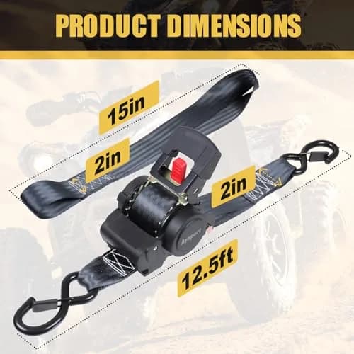 Ayaport Retractable Ratchet Straps 2in X 12.5ft (4-Pack) | Heavy Duty Tie Downs with Soft Loops thumbnail 7