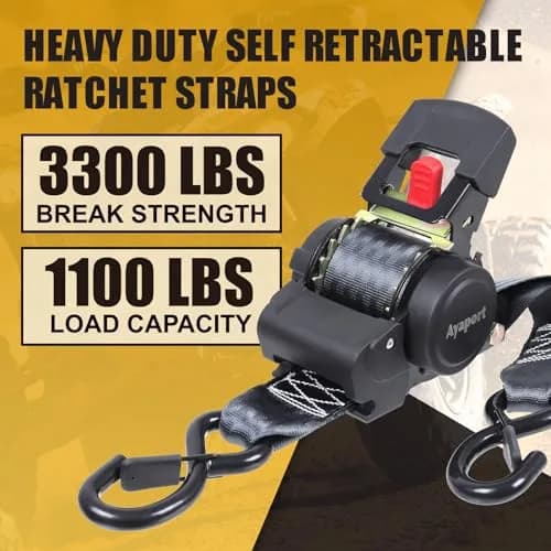 Ayaport Retractable Ratchet Straps 2in X 12.5ft (4-Pack) | Heavy Duty Tie Downs with Soft Loops thumbnail 3