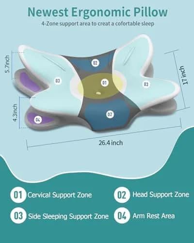 Tujami Cervical Neck Pillow for Pain Relief - Queen Size Memory Foam Contour Pillow | Orthopedic Support for Sleeping thumbnail 4