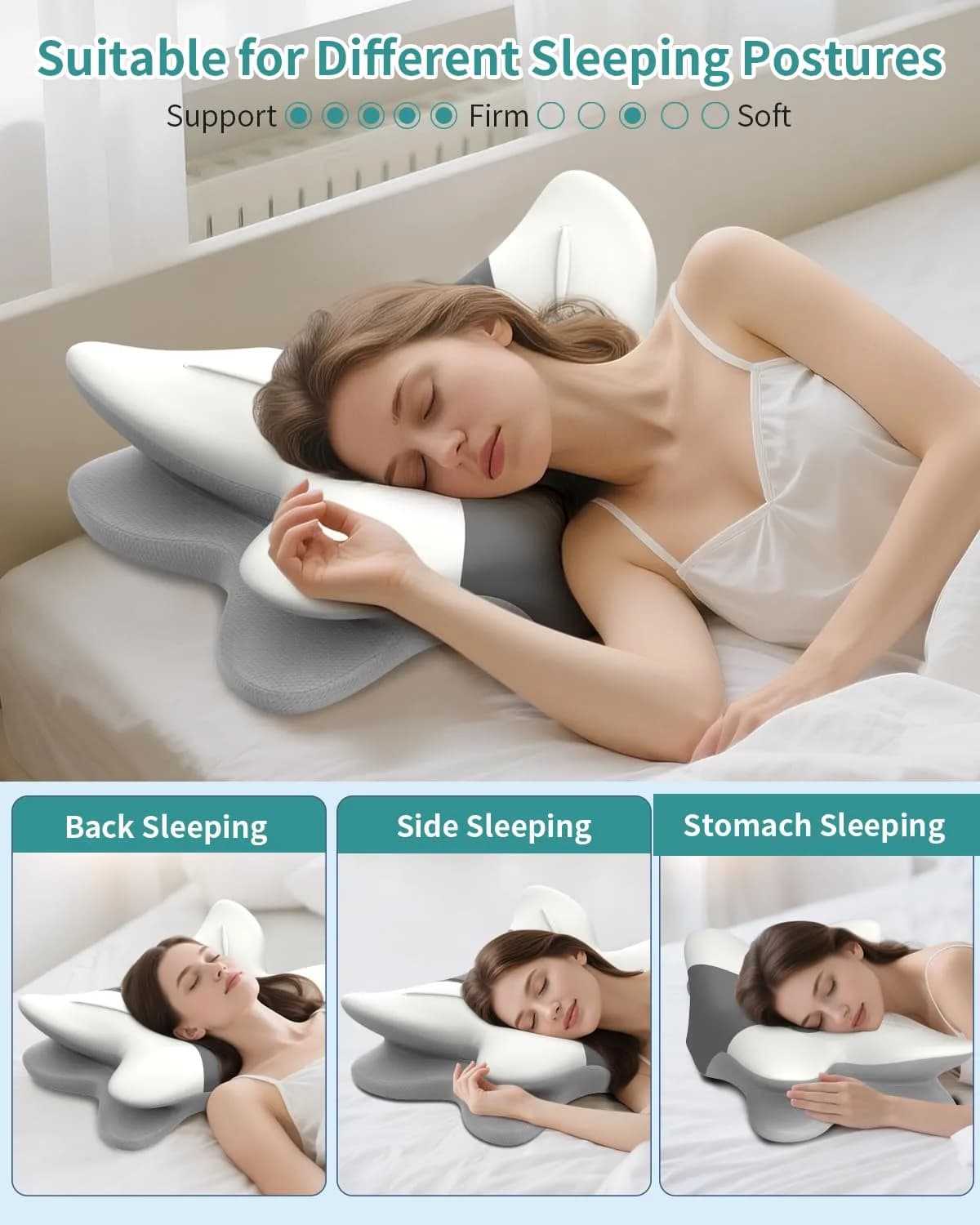 Tujami Cervical Neck Pillow for Pain Relief - Queen Size Memory Foam Contour Pillow | Orthopedic Support for Sleeping - view 6