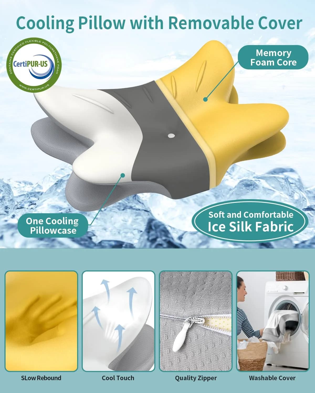 Tujami Cervical Neck Pillow for Pain Relief - Queen Size Memory Foam Contour Pillow | Orthopedic Support for Sleeping - view 3