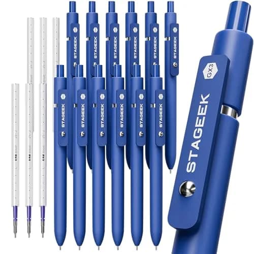 STAGEEK Gel Ink Rollerball Pens, 12 Pcs, Quick Dry, 0.7mm, Blue | Smooth Writing for Office & School thumbnail 1