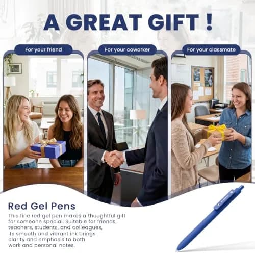 STAGEEK Gel Ink Rollerball Pens, 12 Pcs, Quick Dry, 0.7mm, Blue | Smooth Writing for Office & School thumbnail 8