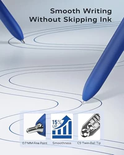 STAGEEK Gel Ink Rollerball Pens, 12 Pcs, Quick Dry, 0.7mm, Blue | Smooth Writing for Office & School thumbnail 2