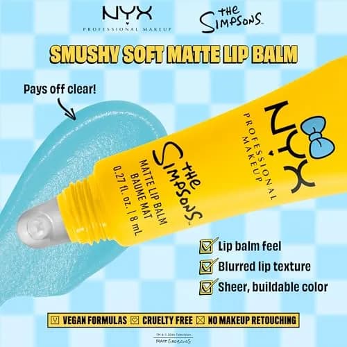 NYX PROFESSIONAL MAKEUP Simpson Smushy Matte Lip Balm, Buildable & Blurring, Vegan & Cruelty-Free - Peekaboo Blue (Clear) | Springfield Collaboration thumbnail 4