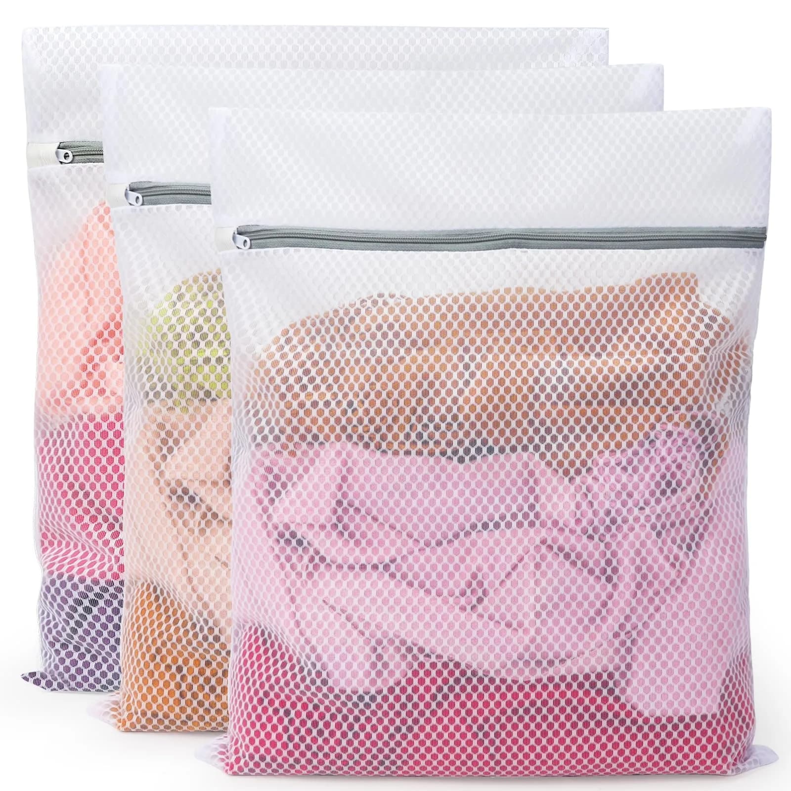 Vivifying 3L Large Honeycomb Mesh Shoe Washing Bags with Zip Closure (16" x 20") - main product image