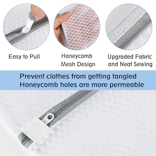 Vivifying Large Honeycomb Mesh Laundry Bags 3 Pack 52cm x 42cm | Protects Delicates in Wash & Dry Cycles thumbnail 3